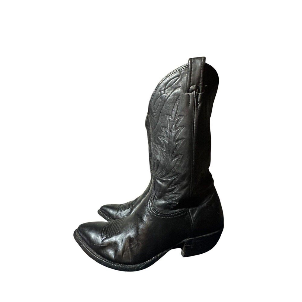 Nocona 7501 Black Deertan Leather Western Cowboy Boot Mens Sz 9.5 D Made in USA